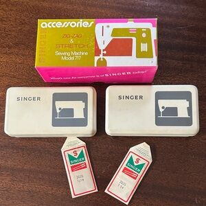 Vintage Sewing Machine AccessoriesBoxes - Cream and Gray